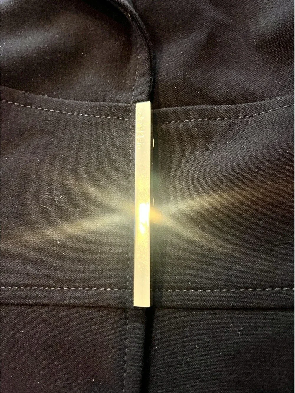 Calvin Klein Womens Black Blazer Size 8 Gold Bar Tailored Career Jacket